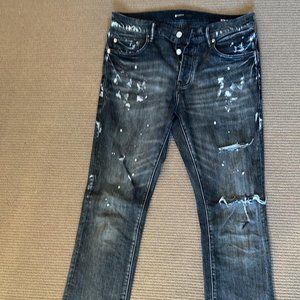 Purple Brand P004 FLARE JEAN - Black Dirty Vintage White Size 32